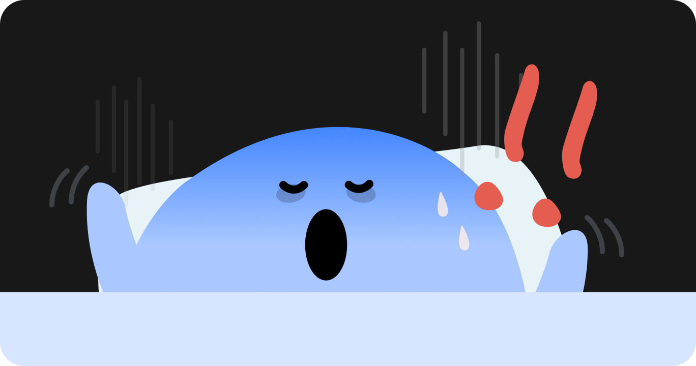 睡眠時無呼吸症候群やレム睡眠行動障害などの睡眠障害によって苦しんでいる様子