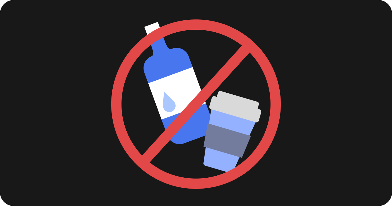 アルコールとコーヒーを避けることを表す図