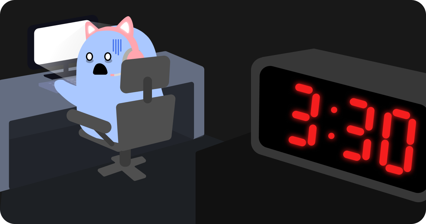 深夜を過ぎていることに気づき、驚いている様子