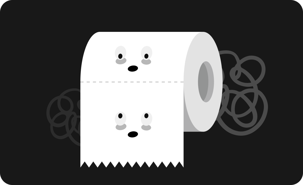 睡眠不足が原因で便秘になり、トイレットペーパーが必要なイメージ