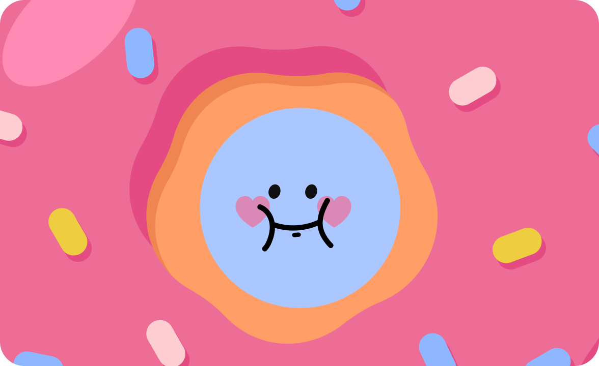 甘いものを食べている人を表現したイラスト